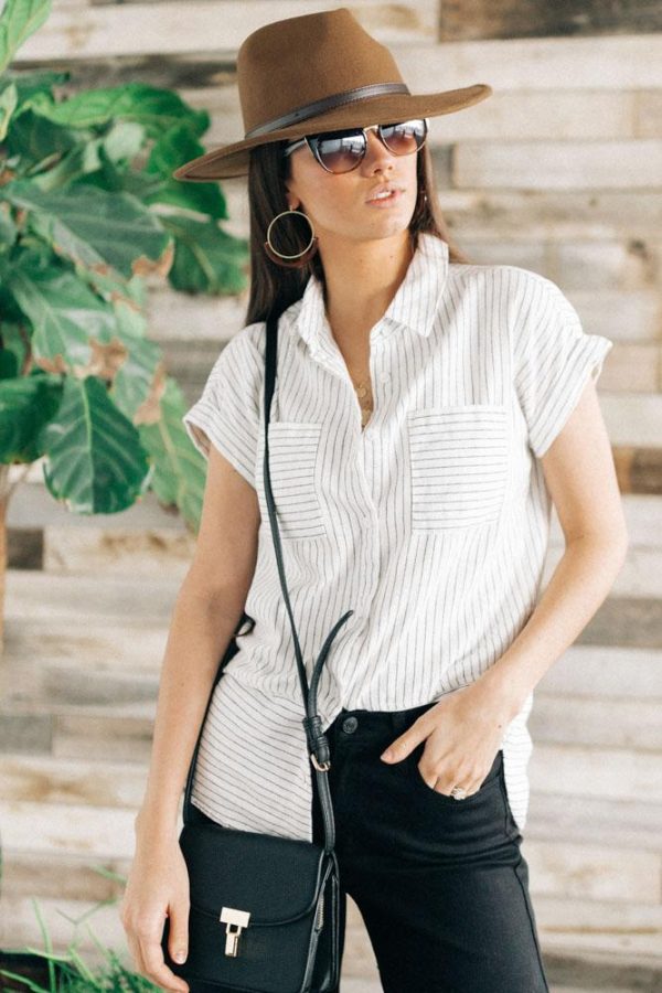 Casey Striped Button Down Top Online Sale