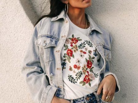 Cropped Distressed Denim Jacket Discount