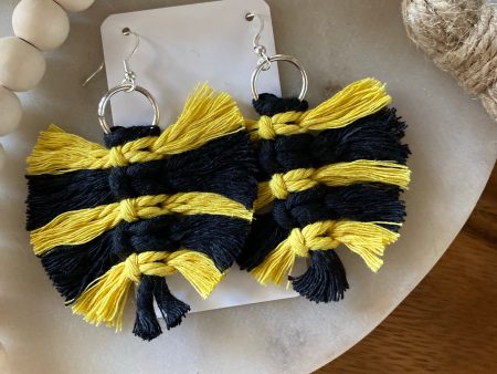 Black and yellow macrame earrings Online Hot Sale