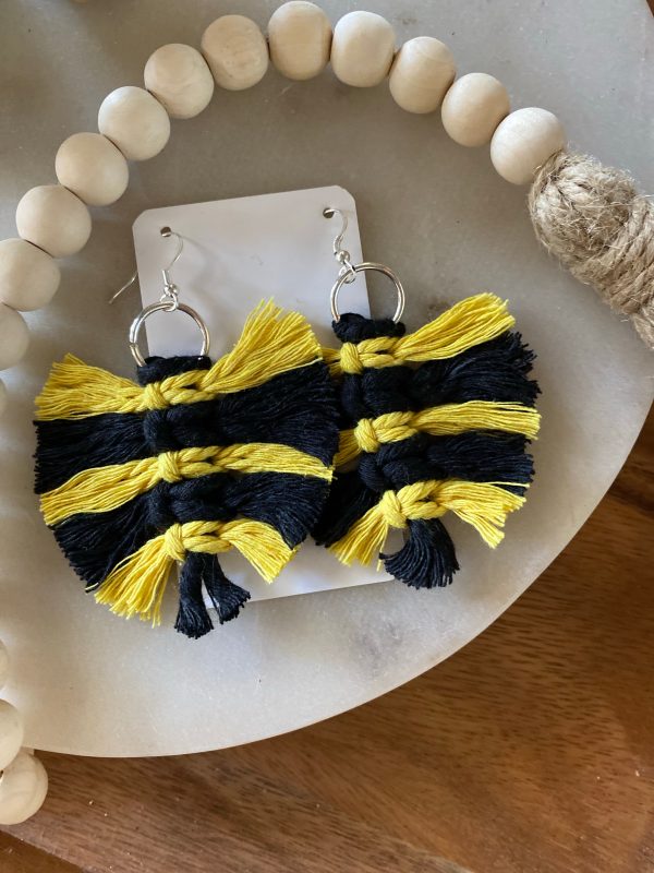 Black and yellow macrame earrings Online Hot Sale