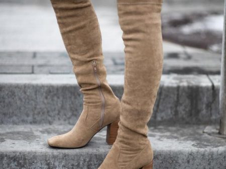 Faye Knee High Boots in Khaki Cheap