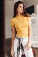 Annika Mock Neck Top In Mustard Online Hot Sale