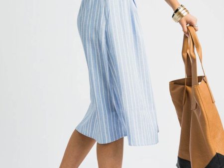 Poppy Pinstripe Blue Midi Skirt Online