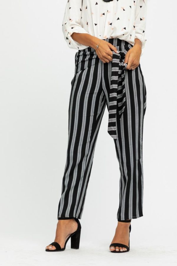 Lilou Knotted Stripe Pants in Black-FINAL SALE For Cheap