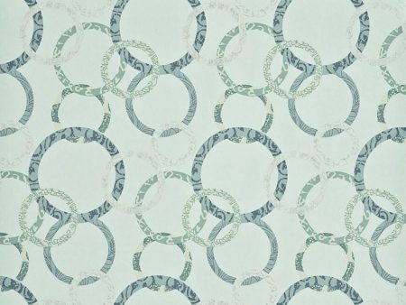 Baker Lifestyle Wallpaper PW78019.5 Roundel Aqua Teal Silver on Sale